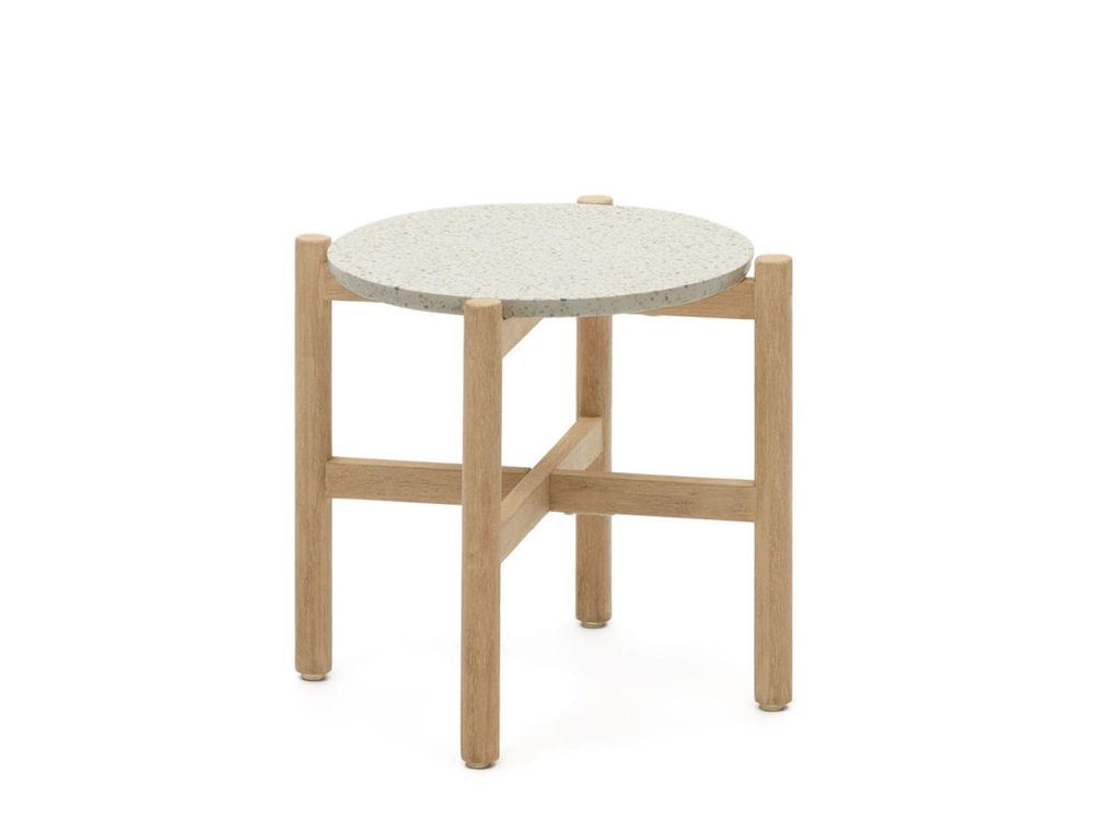 Bijzettafel POLA - Massief Eucalyptushout/Cement KAV J0400015PR05