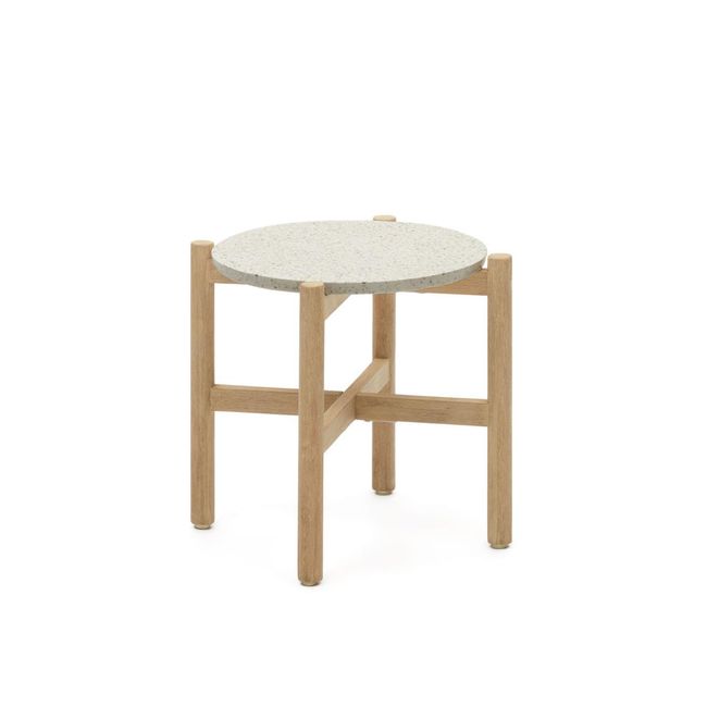 Bijzettafel POLA - Massief Eucalyptushout/Cement