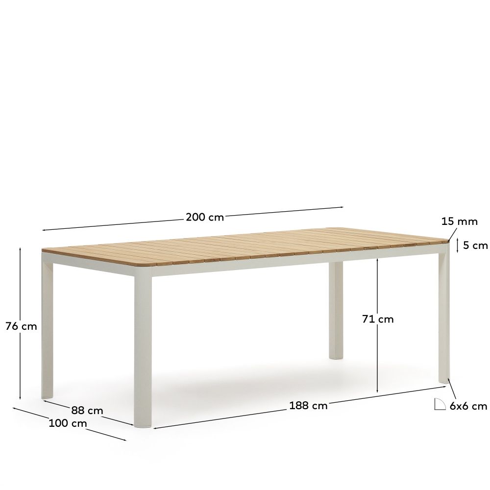 Tuintafel BONA - Teak / Wit KAV J0100028MM46