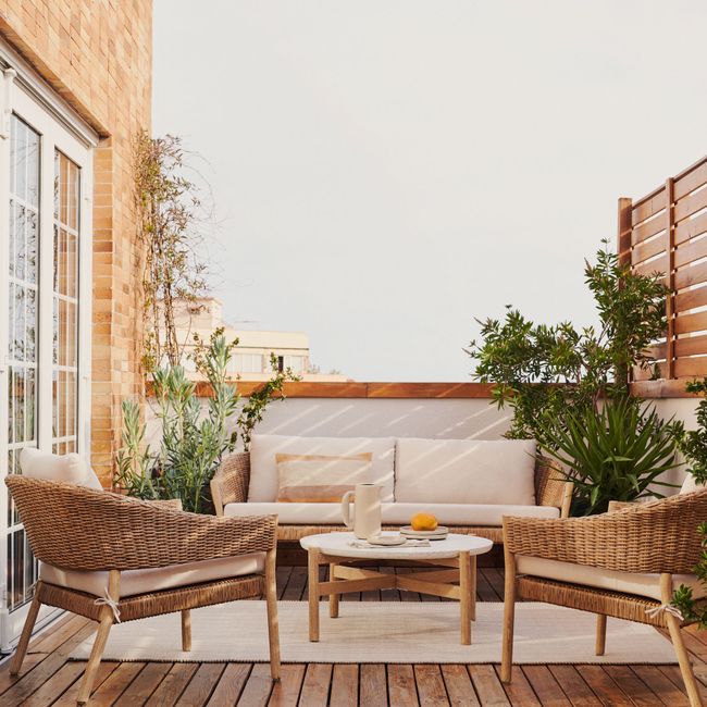 Salontafel POLA - Massief eucalyptushout/Cement