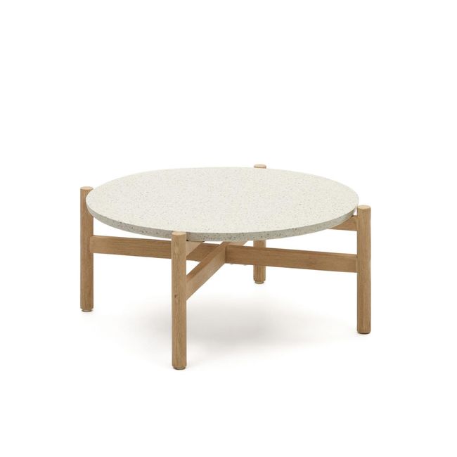 Salontafel POLA - Massief eucalyptushout/Cement