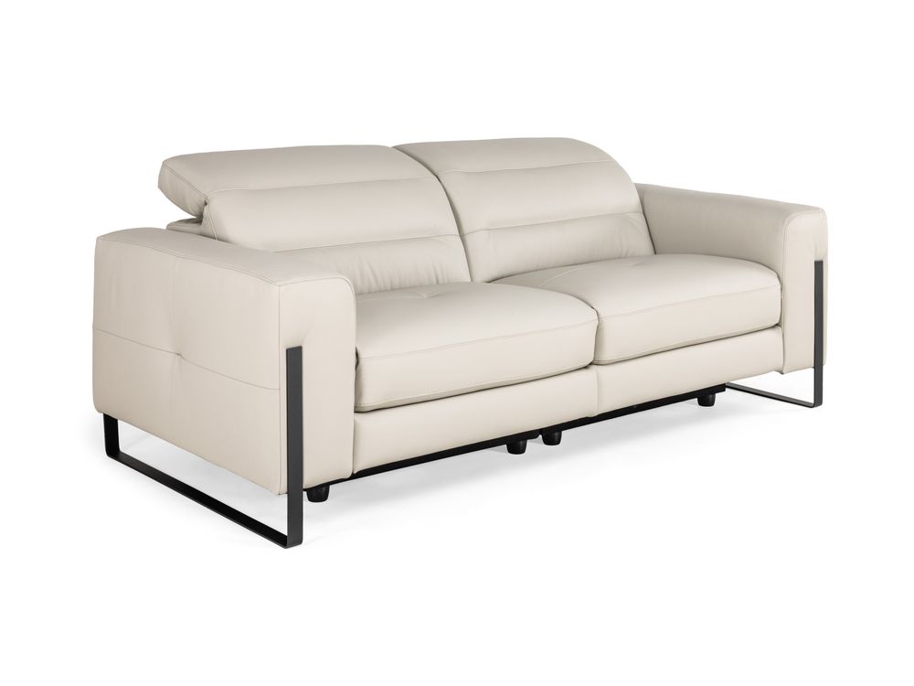 2-zit met 2 elektr. relaxen DENZEL - Beige leder C-REL-DE-HKS