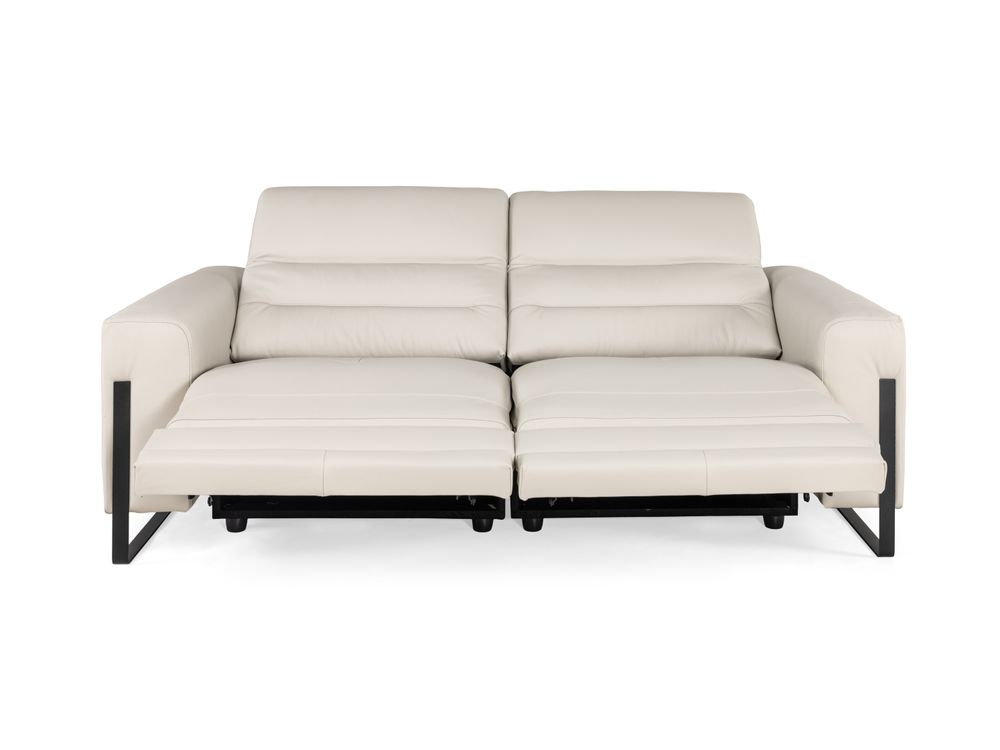 2-zit met 2 elektr. relaxen DENZEL - Beige leder C-REL-DE-HKS