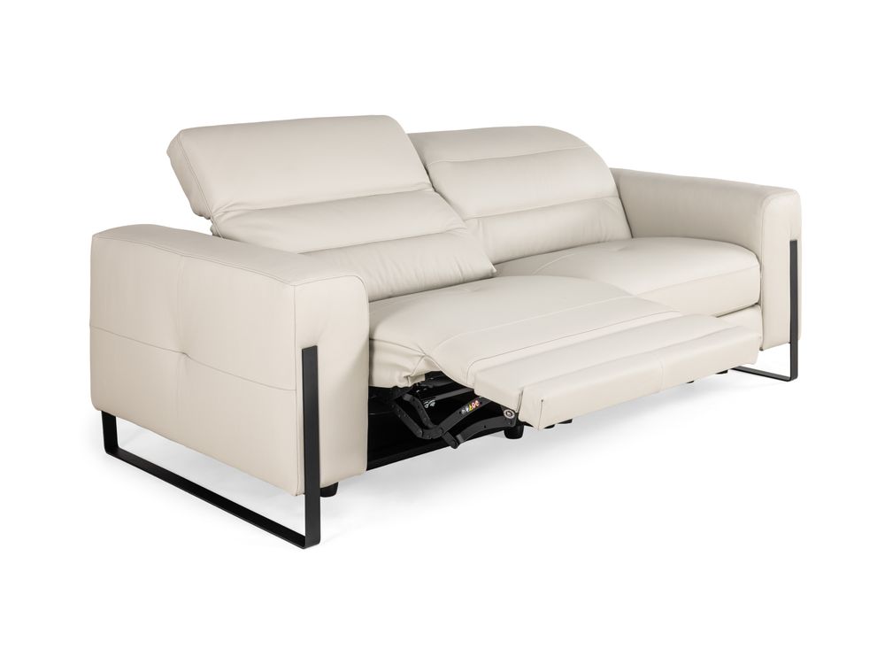 2-zit met 2 elektr. relaxen DENZEL - Beige leder C-REL-DE-HKS