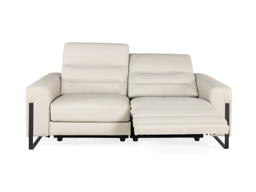 2-zit met 2 elektr. relaxen DENZEL - Beige leder C-REL-DE-HKS