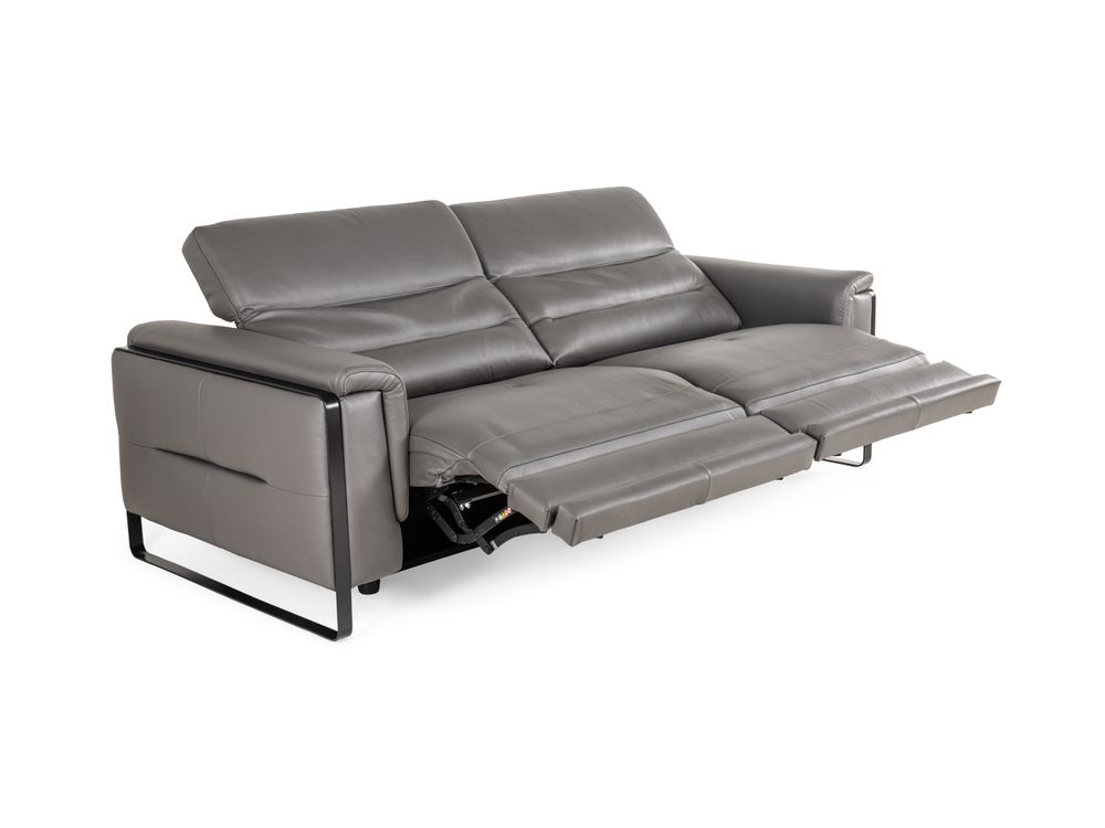 2-zit met 2 elektr. relaxen EMINENCE - Grijs leder C-REL-EMI-HKS1