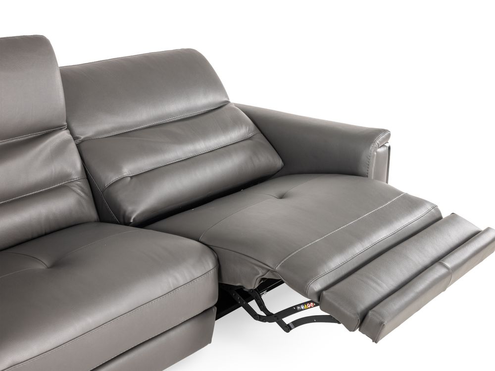 2-zit met 2 elektr. relaxen EMINENCE - Grijs leder C-REL-EMI-HKS1