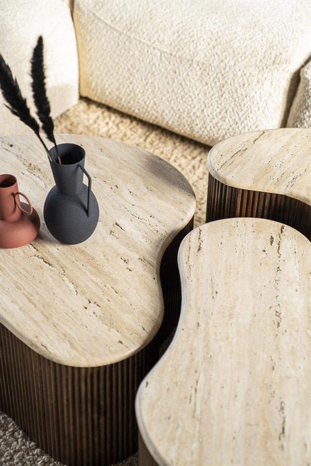 Bijzettafel MARI - Mangohout/Travertijn ELO 95748