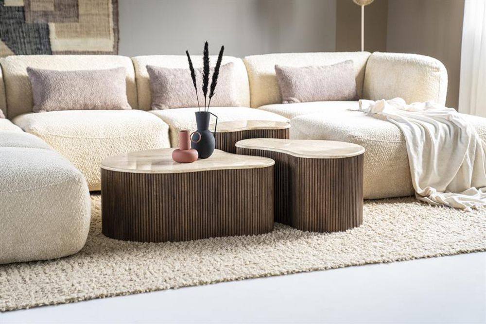 Bijzettafel MARI - Mangohout/Travertijn ELO 95748