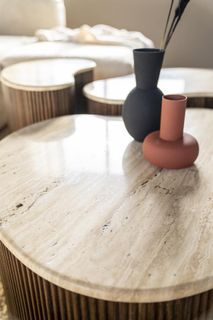 Bijzettafel MARI - Mangohout/Travertijn ELO 95748