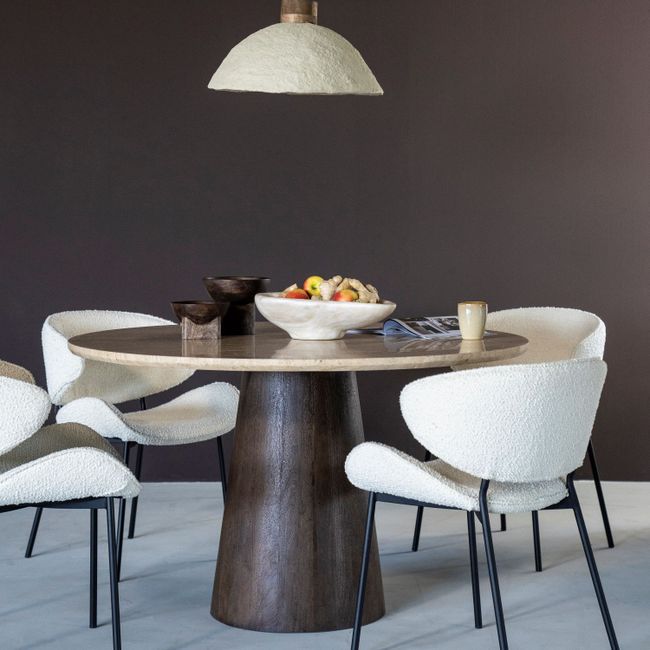 Eettafel AIKIN - Mangohout/Travertijn