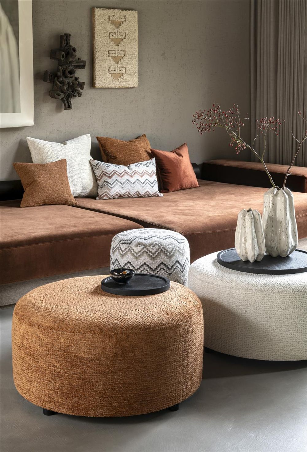 Poef rond LUSH - Olijf CCM 50355KOP