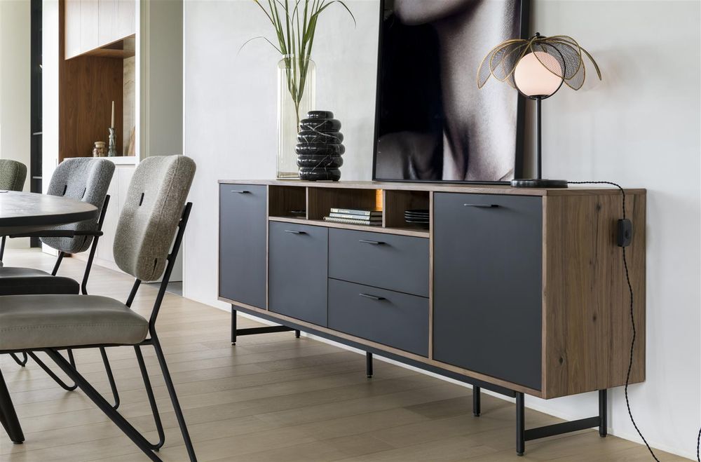 Eetkamer TORANO - Walnootfineer/Zwart C-XOO-TOR-EK1