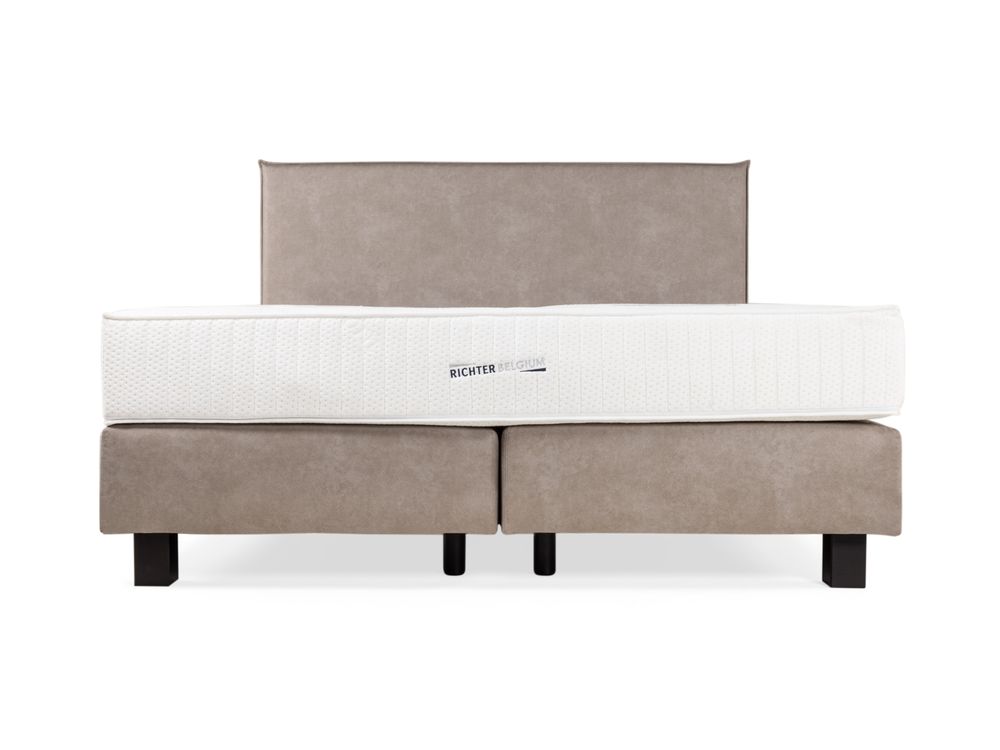 Boxspring met hoofdbord LIEZETTE - Lichtbruin EFL LI BX1820