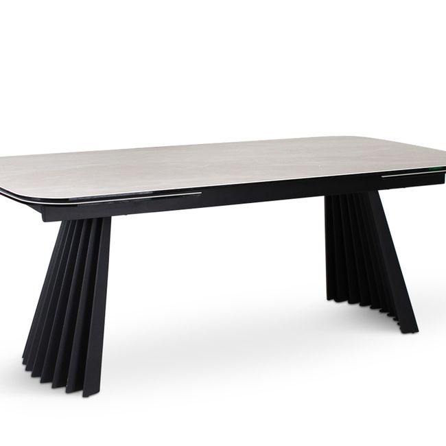 Uitschuifbare tafel PAYA - Beige keramiek
