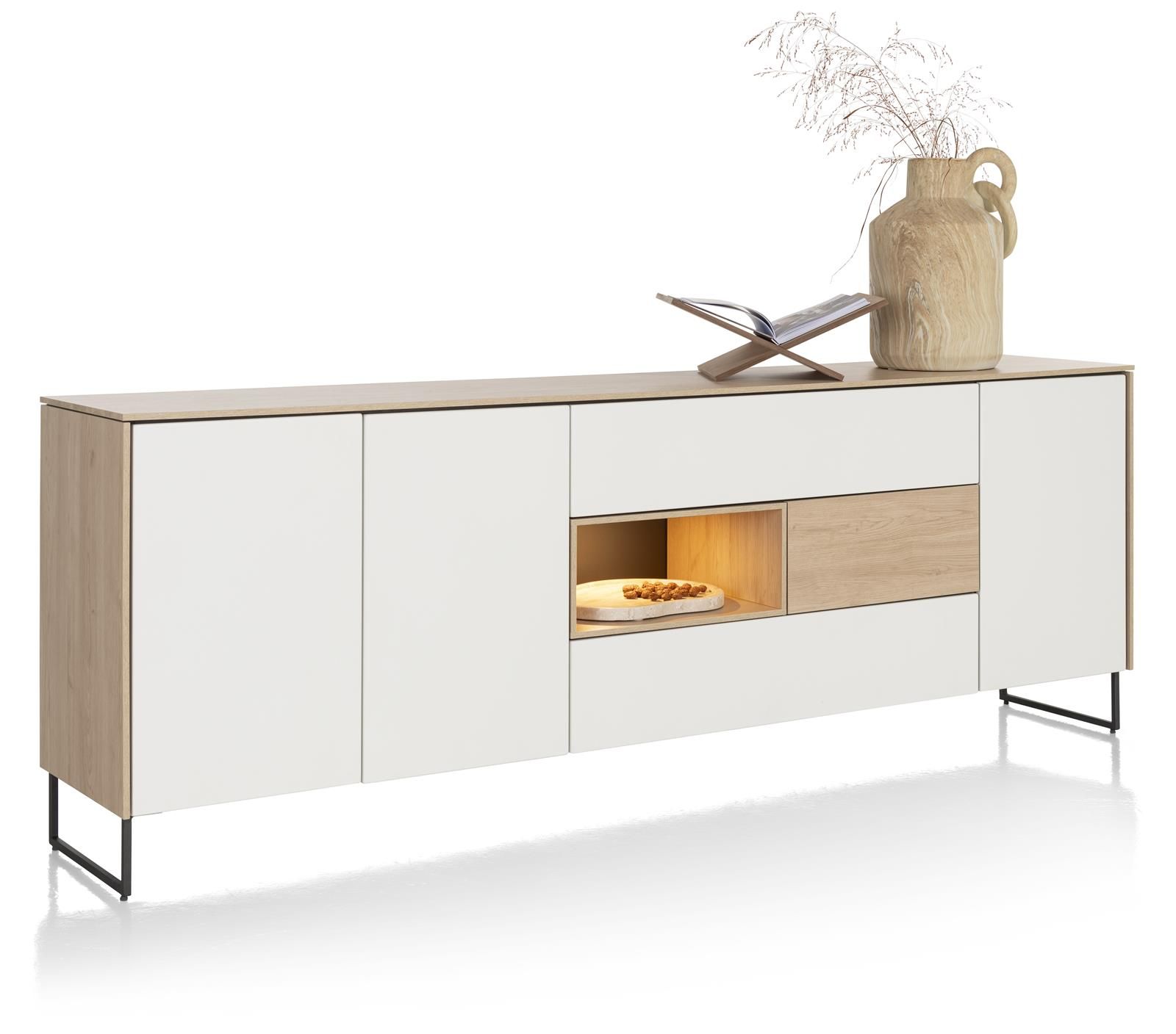 Dressoir LINDFIELD - Wit/Eikenlook