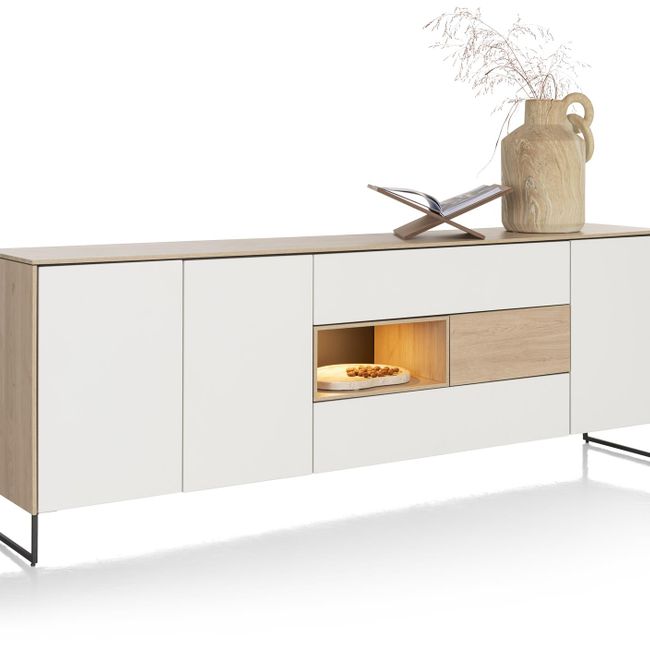 Dressoir LINDFIELD - Wit/Eikenlook