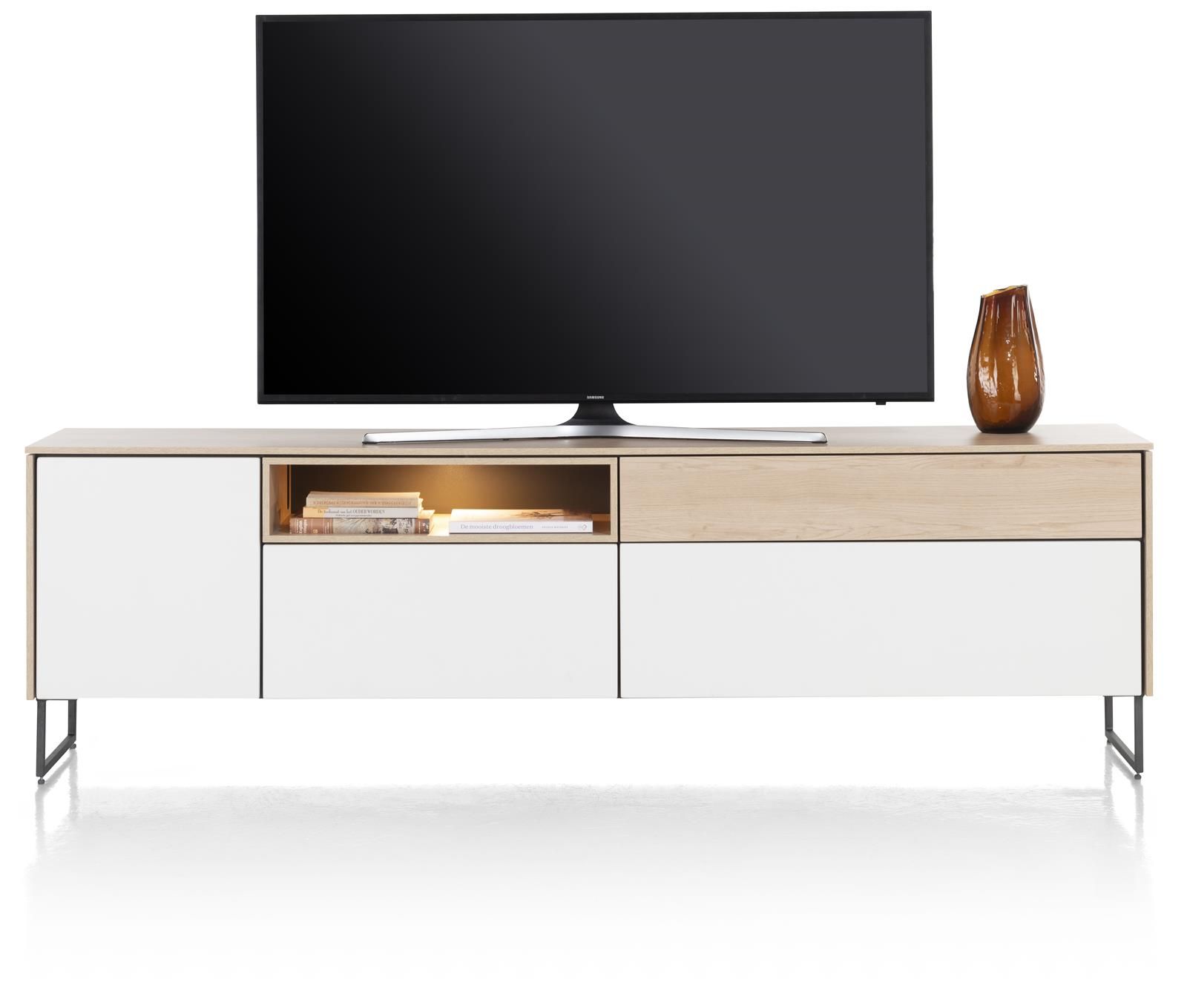 Tv-meubel LINDFIELD - Wit/Eikenlook