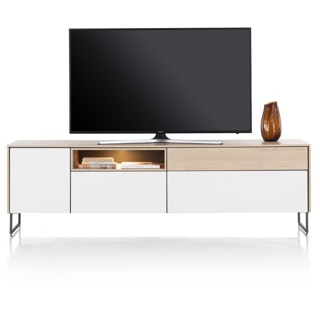 Tv-meubel LINDFIELD - Wit/Eikenlook