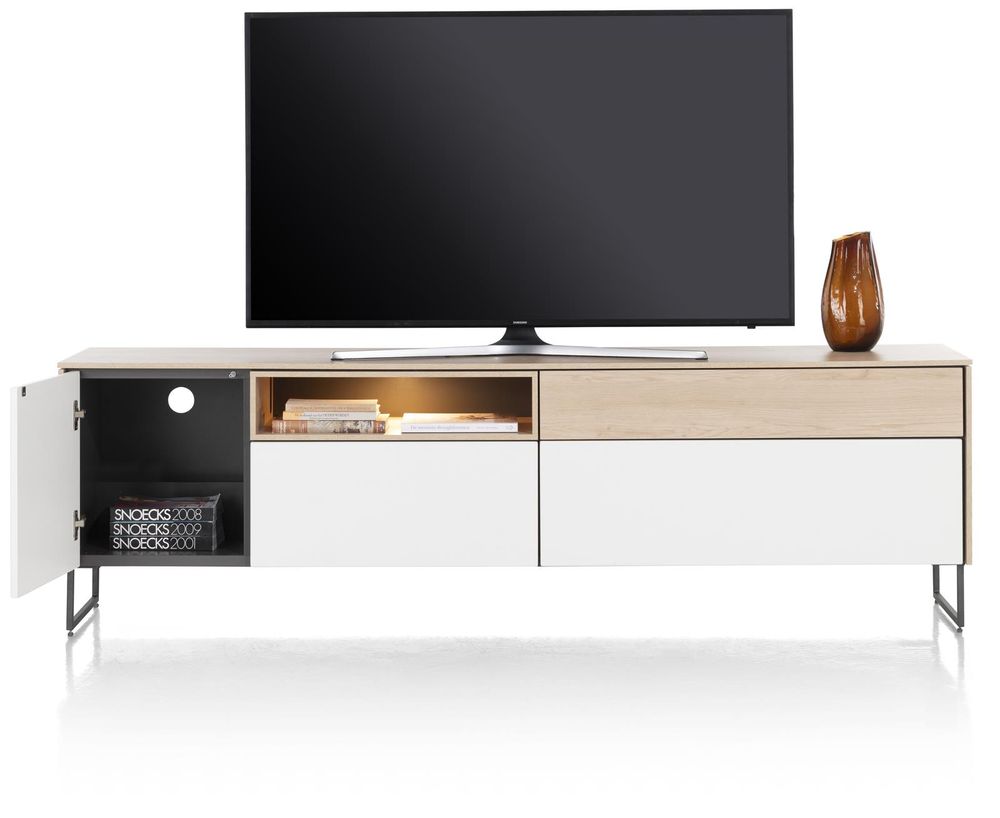 Tv-meubel LINDFIELD - Wit/Eikenlook XOO 51561LNO