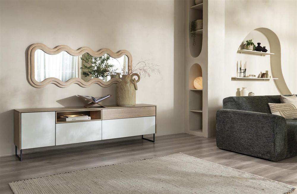 Tv-meubel LINDFIELD - Wit/Eikenlook XOO 51561LNO