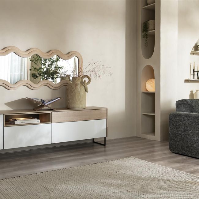 Tv-meubel LINDFIELD - Wit/Eikenlook