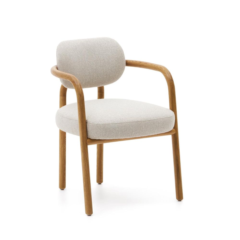 Armstoel MELQUI - Massief eikenhout/Beige KAV 100001JJ12