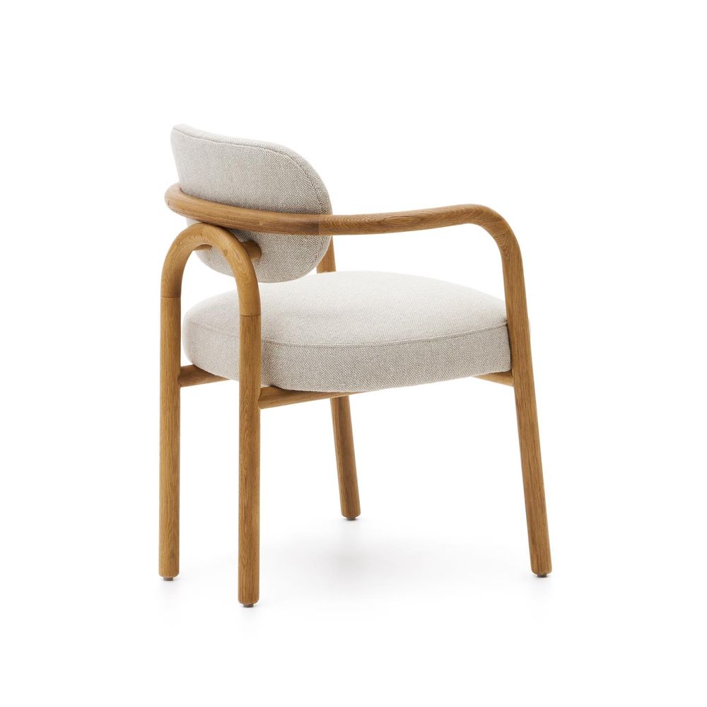 Armstoel MELQUI - Massief eikenhout/Beige KAV 100001JJ12