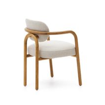Armstoel MELQUI - Massief eikenhout/Beige KAV 100001JJ12