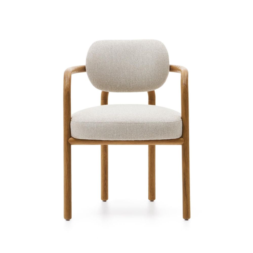 Armstoel MELQUI - Massief eikenhout/Beige KAV 100001JJ12