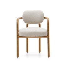 Armstoel MELQUI - Massief eikenhout/Beige KAV 100001JJ12
