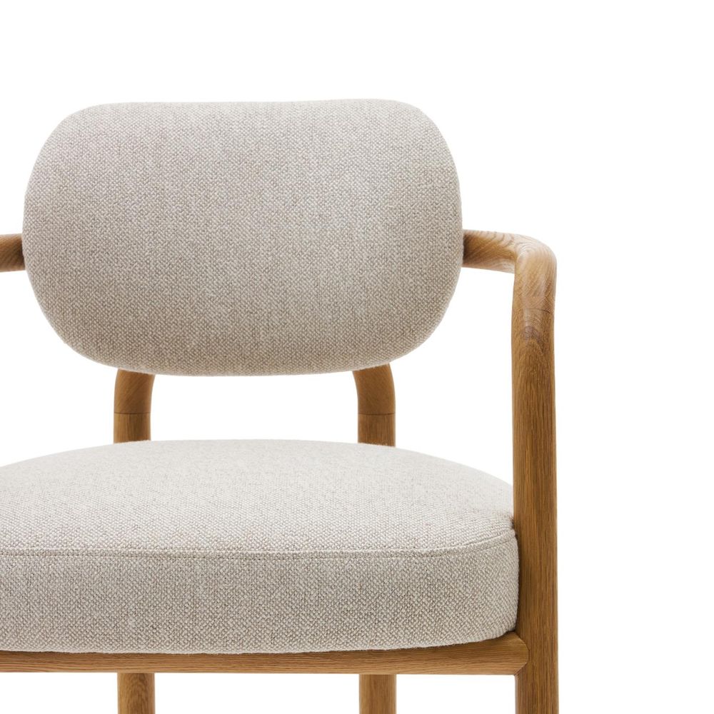 Armstoel MELQUI - Massief eikenhout/Beige KAV 100001JJ12