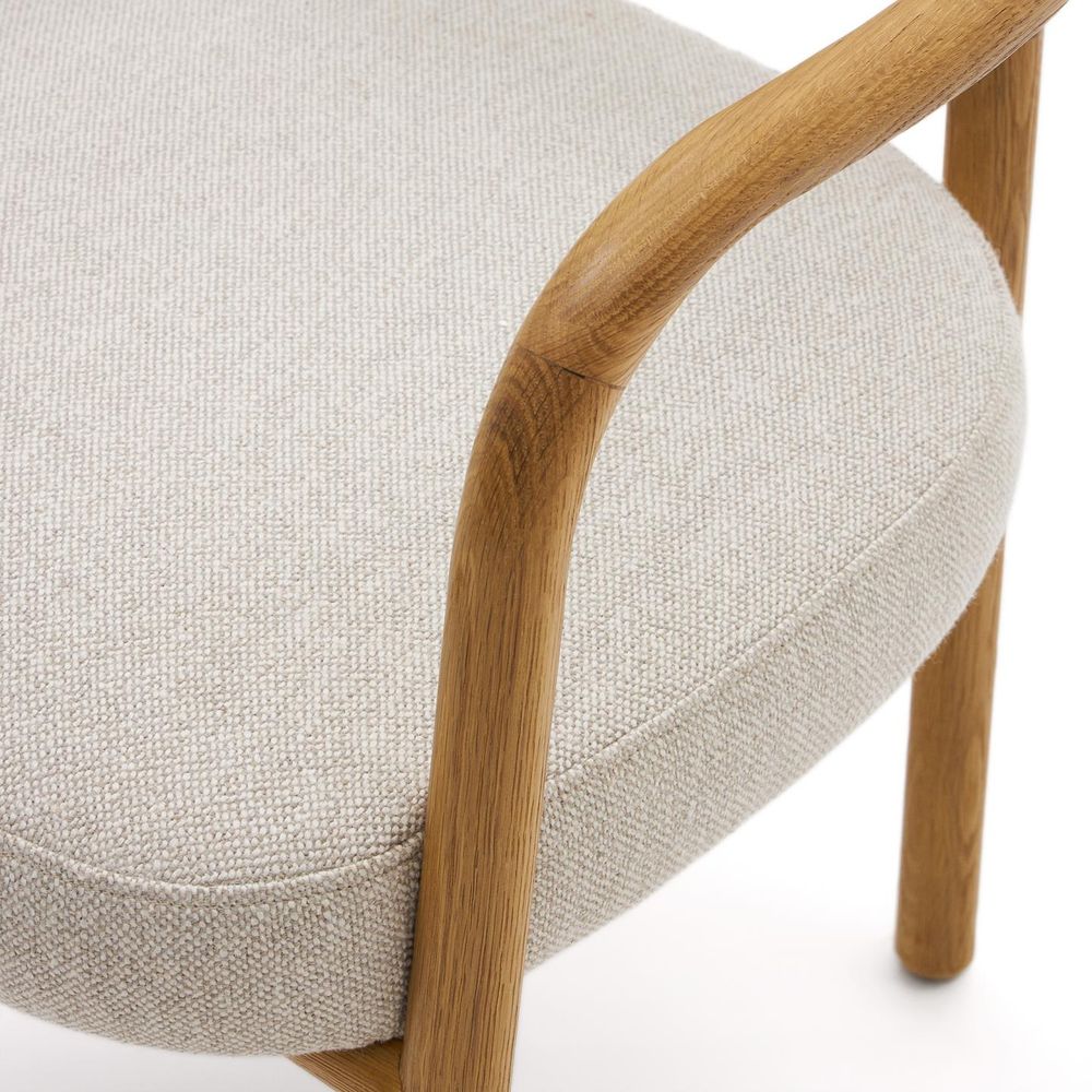 Armstoel MELQUI - Massief eikenhout/Beige KAV 100001JJ12