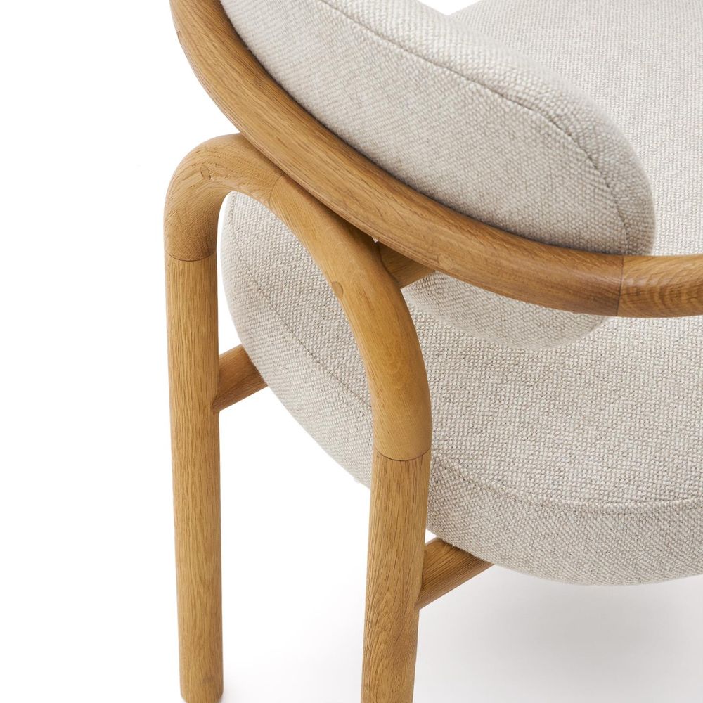 Armstoel MELQUI - Massief eikenhout/Beige KAV 100001JJ12