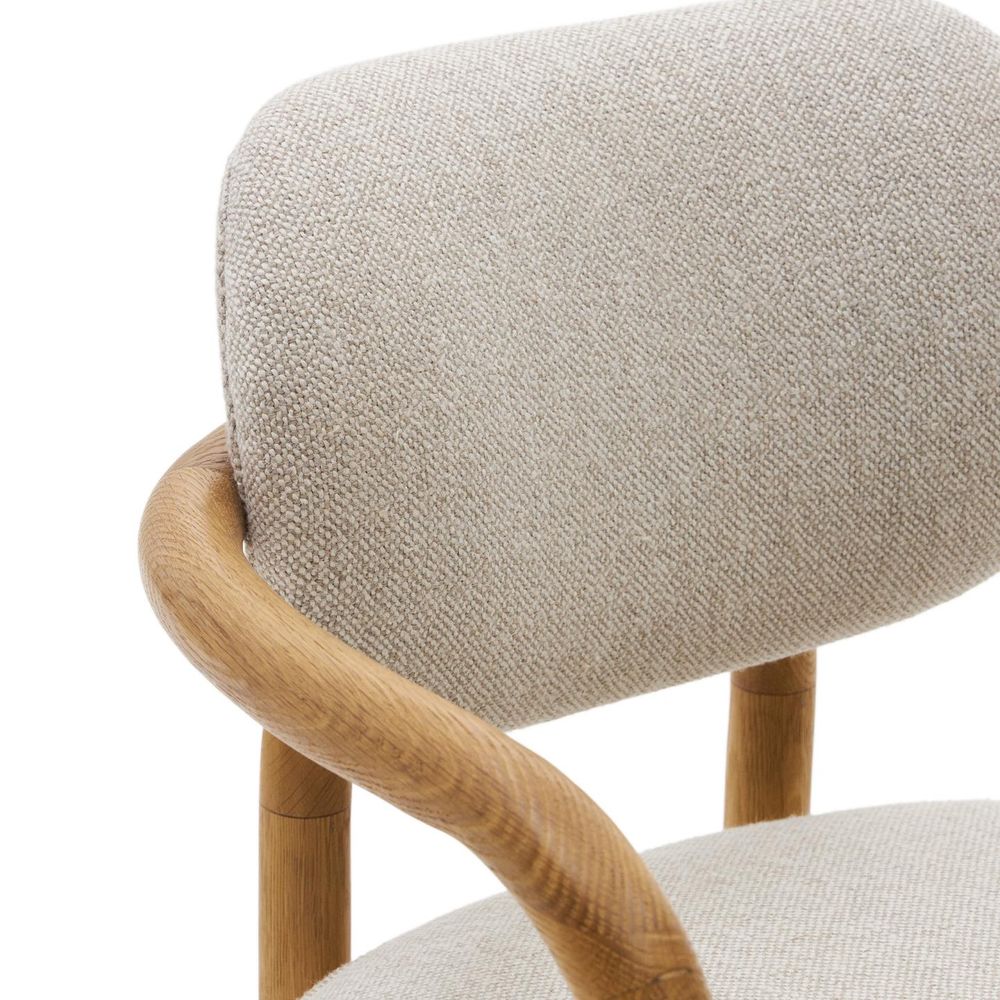 Armstoel MELQUI - Massief eikenhout/Beige KAV 100001JJ12