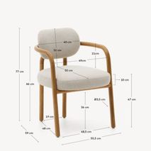 Armstoel MELQUI - Massief eikenhout/Beige KAV 100001JJ12