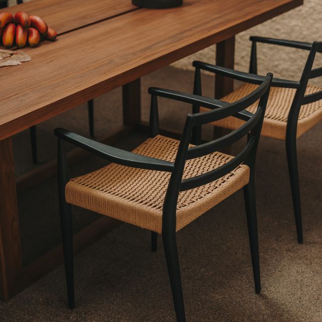 Armstoel ANALY - Massief eikenhout / Walnoot