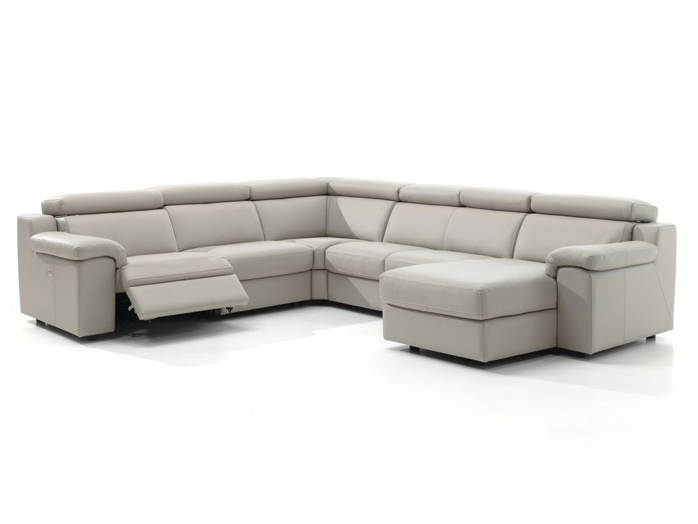 Hoeksalon MAMBO met relax - Grijs leder C-CAL-22-HKS-10-BT328