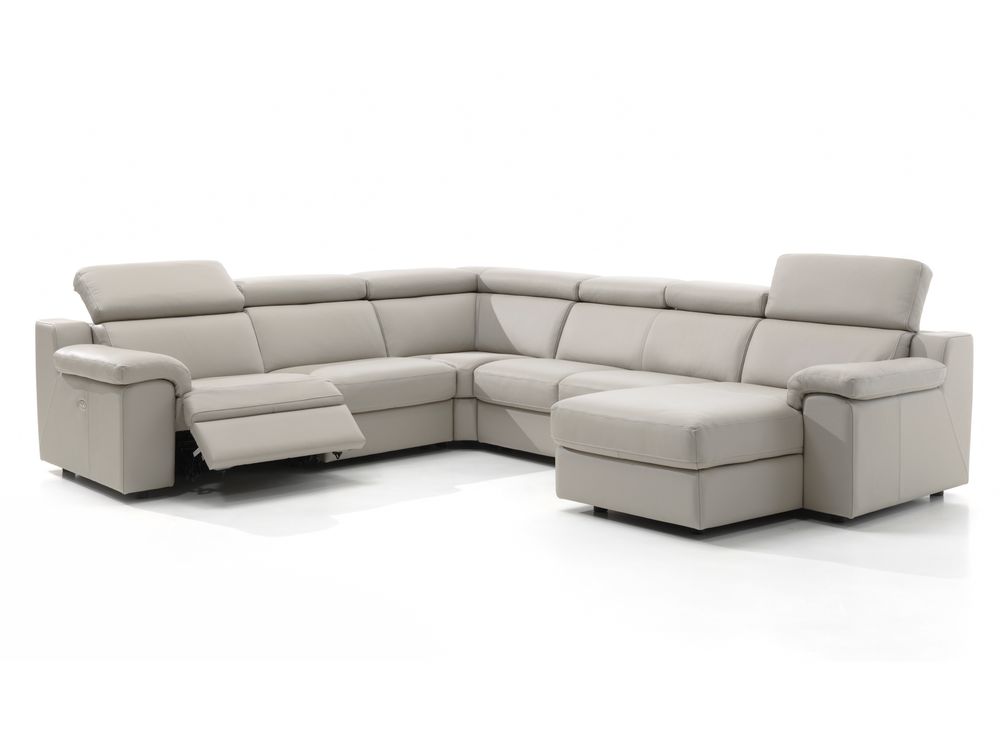 Hoeksalon MAMBO met relax - Grijs leder C-CAL-22-HKS-10-BT328