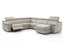 Hoeksalon MAMBO met relax - Grijs leder C-CAL-22-HKS-10-BT328