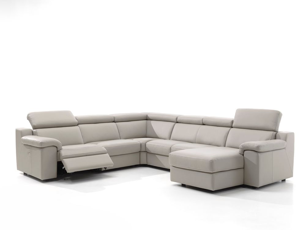 Hoeksalon MAMBO met relax - Grijs leder C-CAL-22-HKS-10-BT328