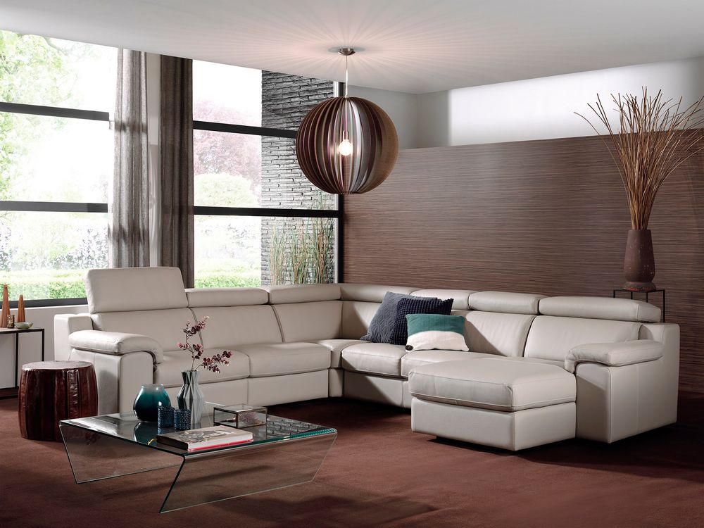 Hoeksalon MAMBO met relax - Grijs leder C-CAL-22-HKS-10-BT328