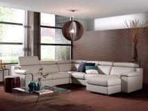 Hoeksalon MAMBO met relax - Grijs leder C-CAL-22-HKS-10-BT328