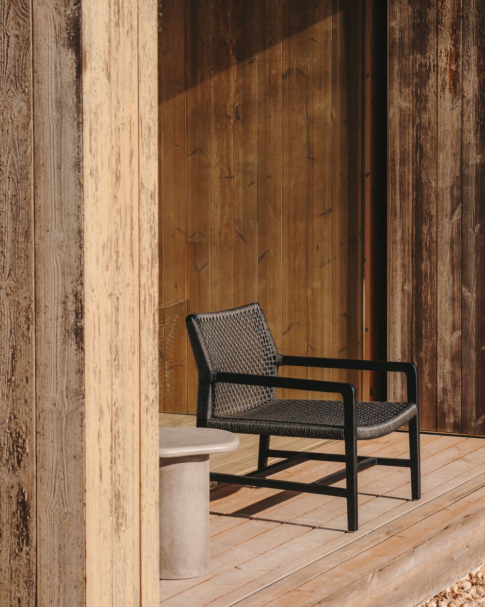 Loungefauteuil SABOLLA - Zwart / Teakhout KAV J1700018MM01