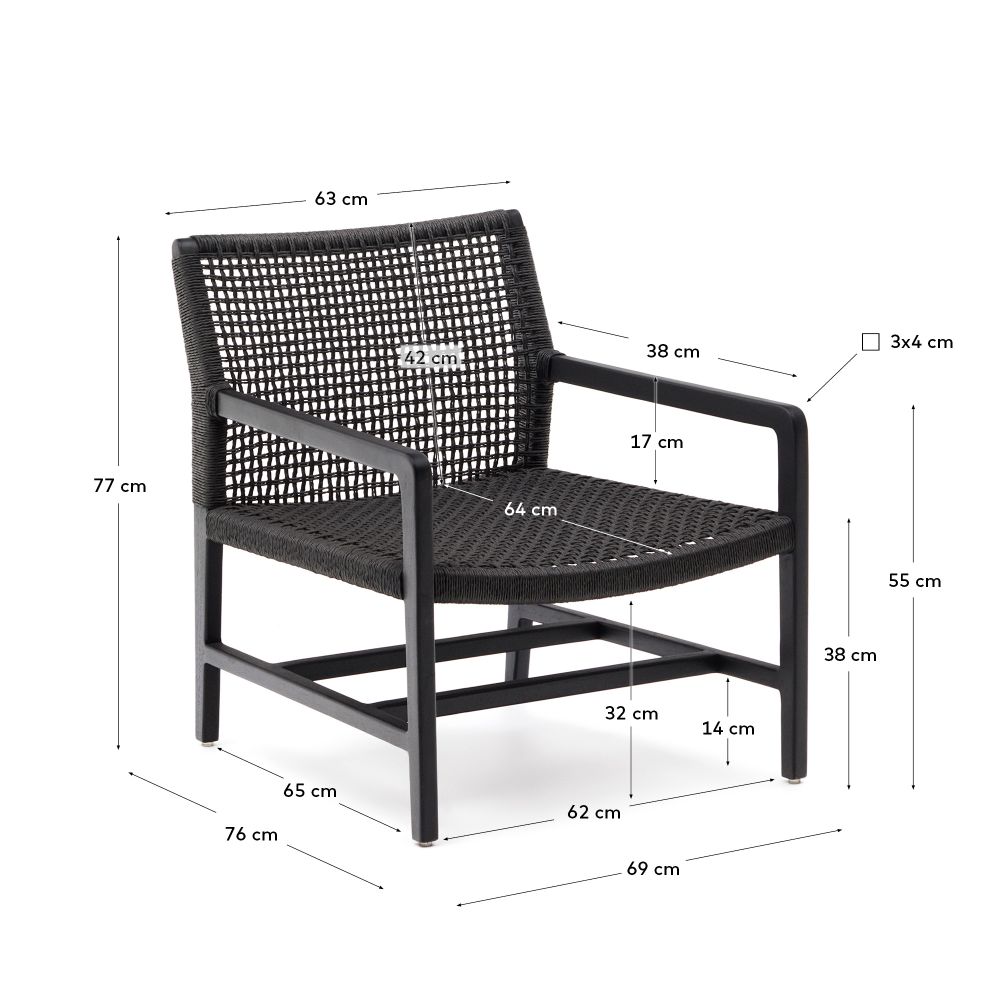 Loungefauteuil SABOLLA - Zwart / Teakhout KAV J1700018MM01