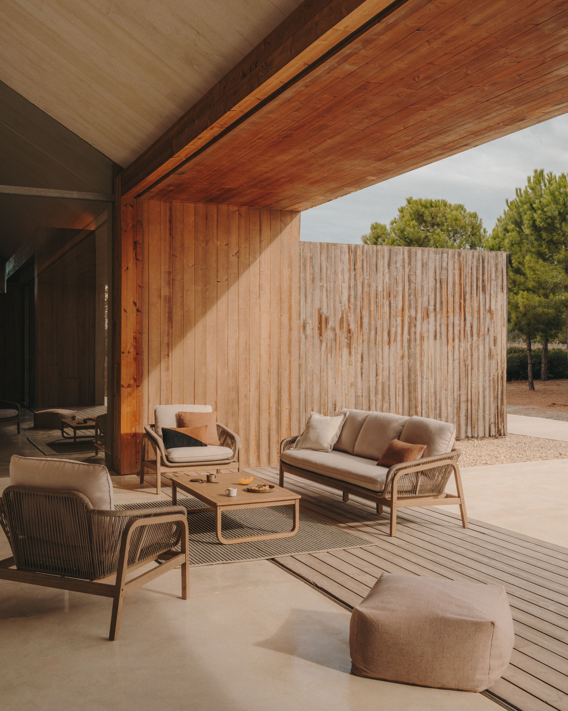 Loungeset VELLANA - Beige/Acaciahout