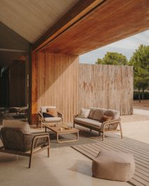 Loungeset VELLANA - Beige/Acaciahout KAV J1600019JJ12