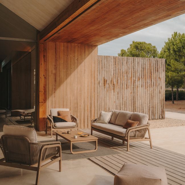 Loungeset VELLANA - Beige/Acaciahout