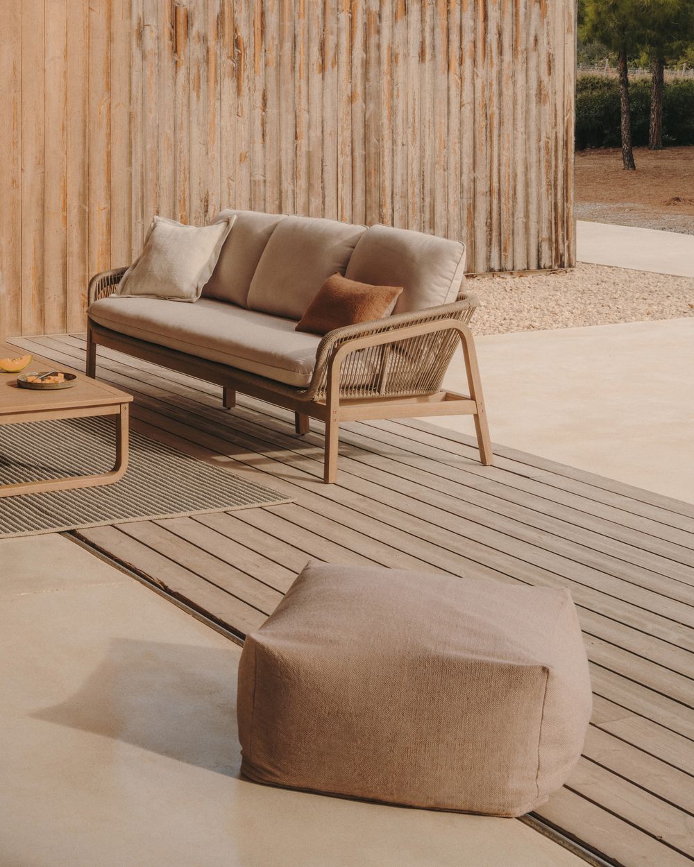 Loungeset VELLANA - Beige/Acaciahout KAV J1600019JJ12