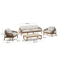 Loungeset VELLANA - Beige/Acaciahout KAV J1600019JJ12